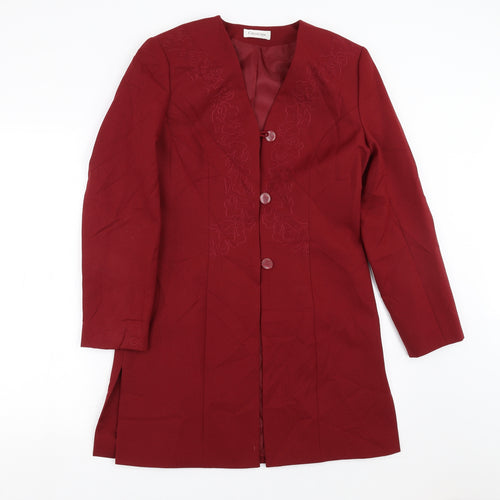 Collection Womens Red   Jacket Suit Jacket Size 10  - Embroidered detail