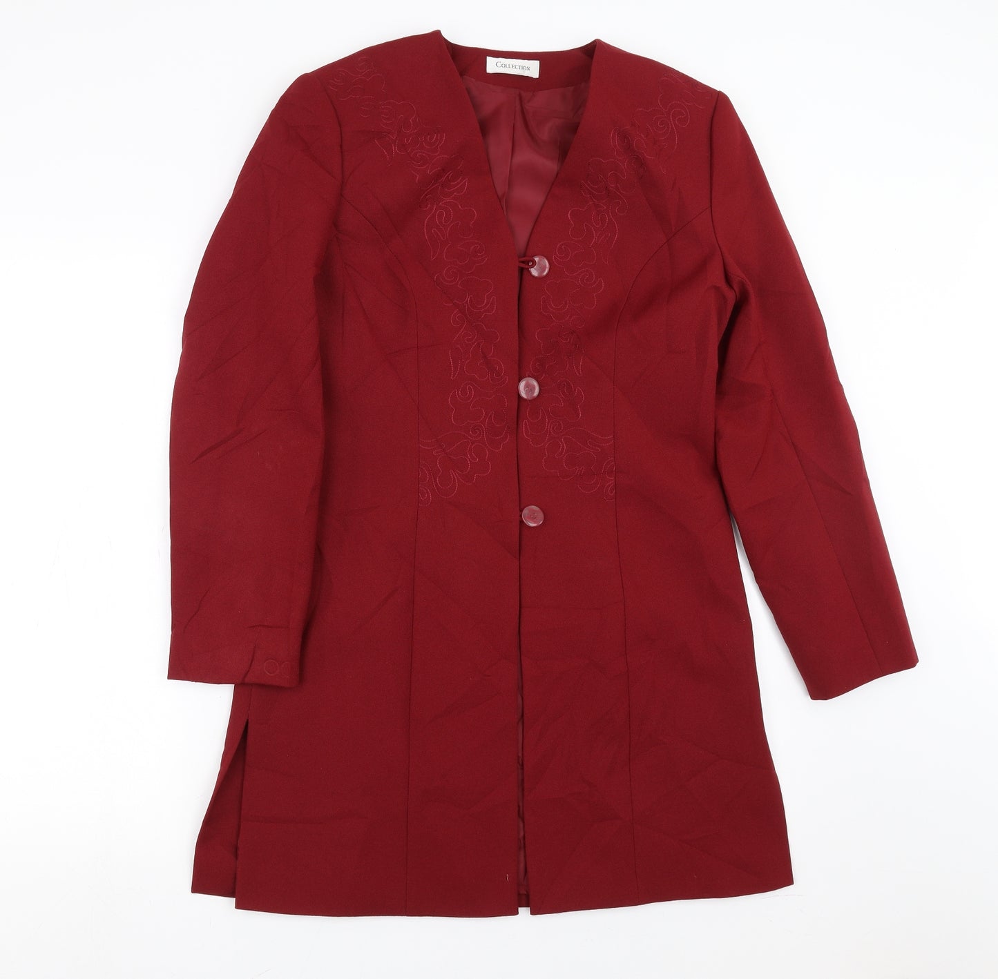 Collection Womens Red   Jacket Suit Jacket Size 10  - Embroidered detail