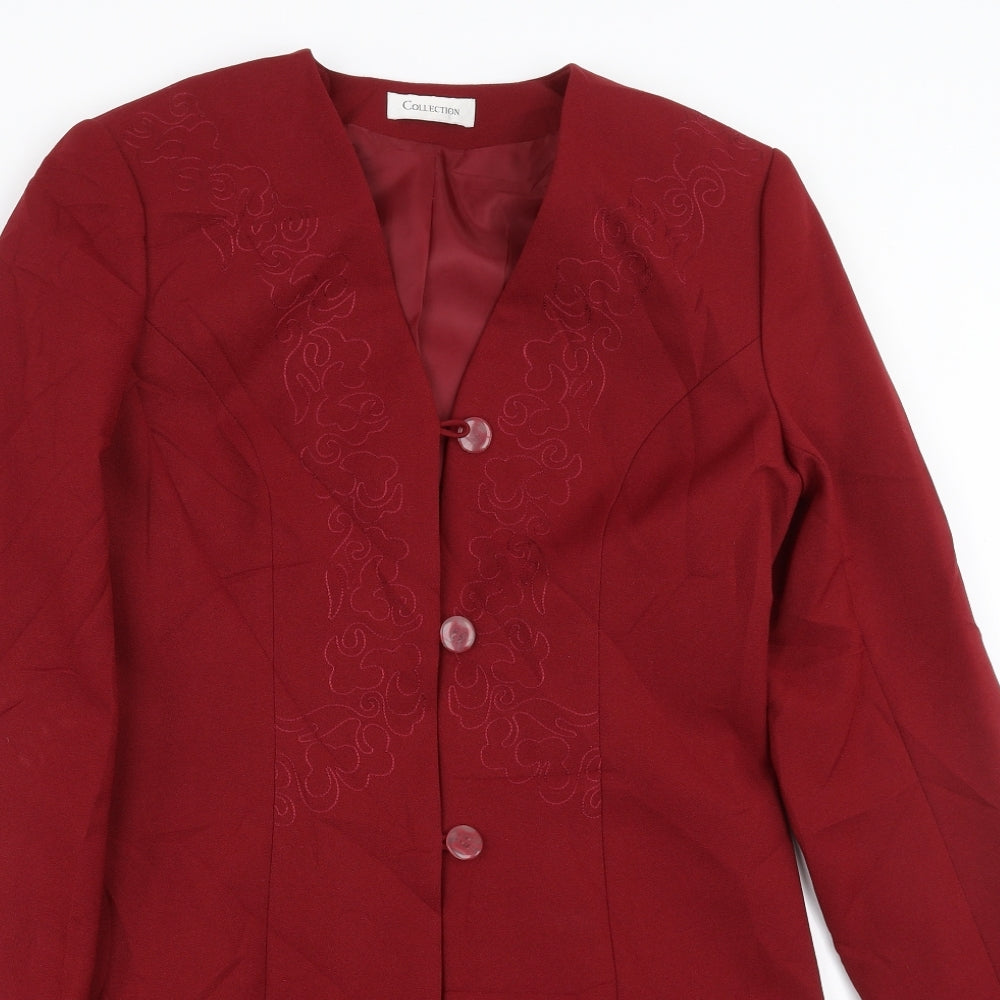 Collection Womens Red   Jacket Suit Jacket Size 10  - Embroidered detail