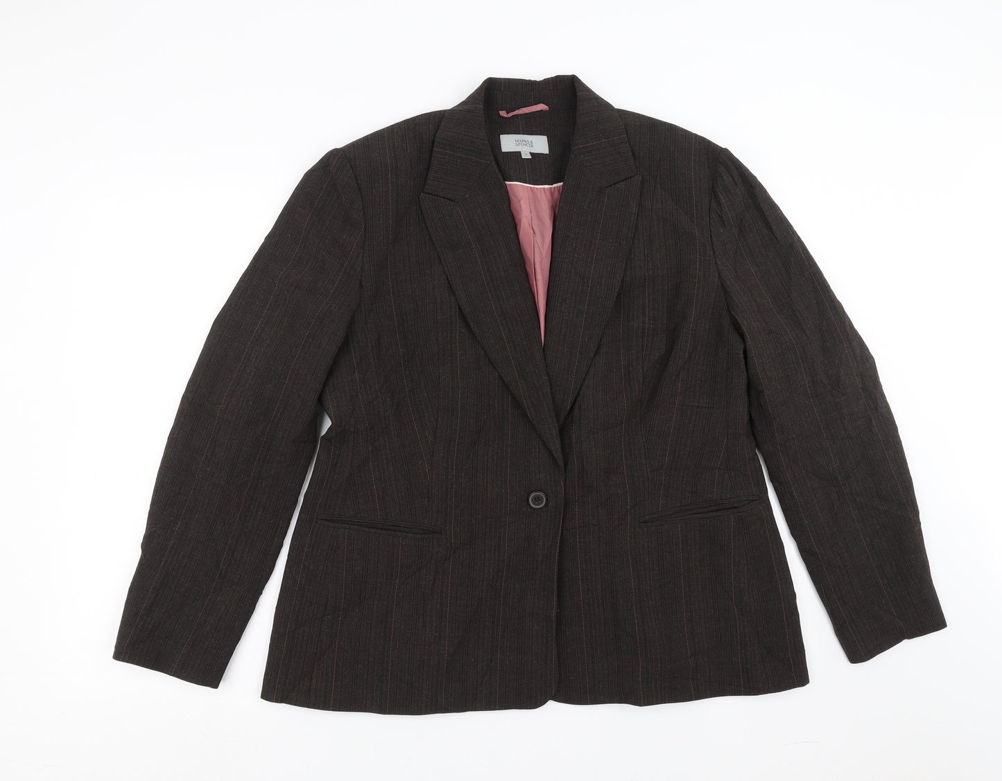 Marks and Spencer Womens Brown Striped  Jacket Suit Jacket Size 18