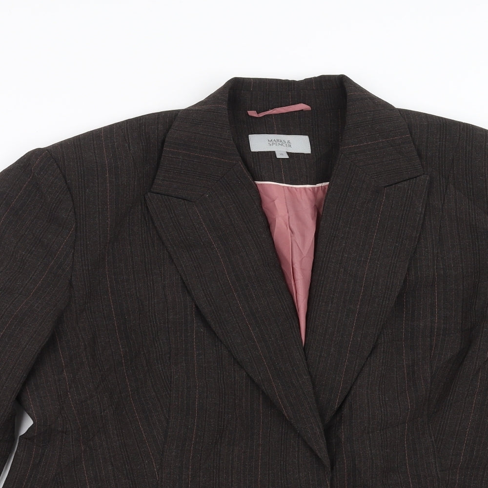 Marks and Spencer Womens Brown Striped  Jacket Suit Jacket Size 18
