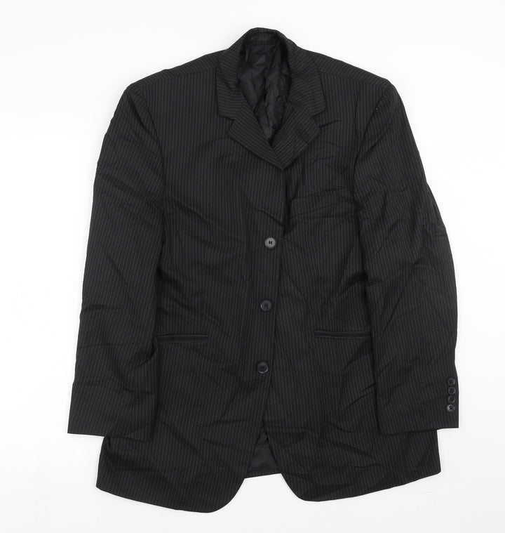 Sainsburys  Mens Black Striped  Jacket Suit Jacket Size 40