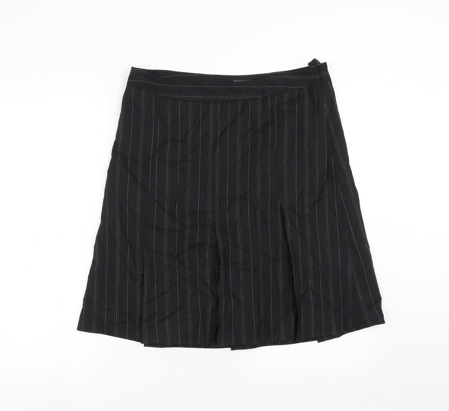 Mexx Womens Black Striped  A-Line Skirt Size 16