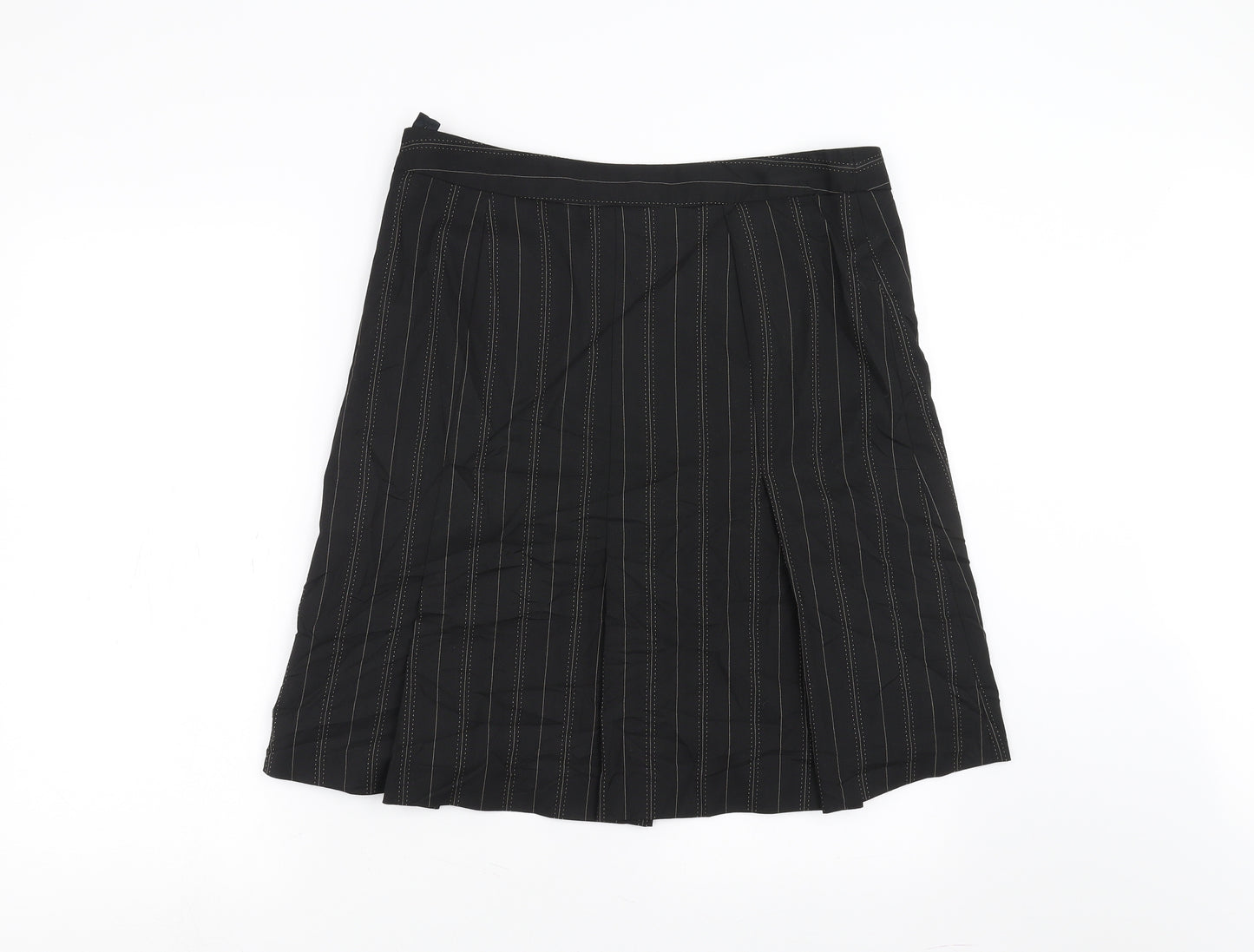 Mexx Womens Black Striped  A-Line Skirt Size 16