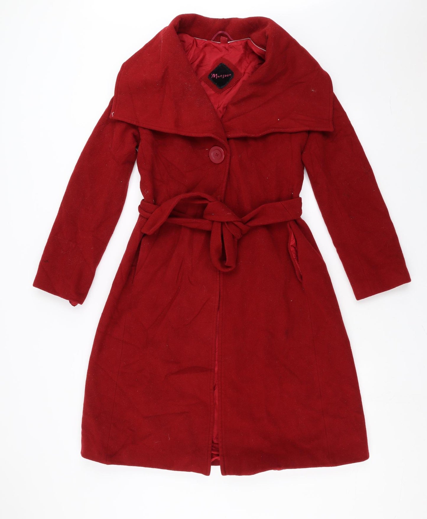 Monsoon Womens Red   Overcoat Coat Size 12