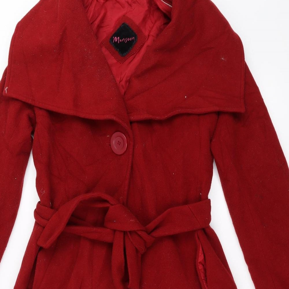Monsoon Womens Red   Overcoat Coat Size 12