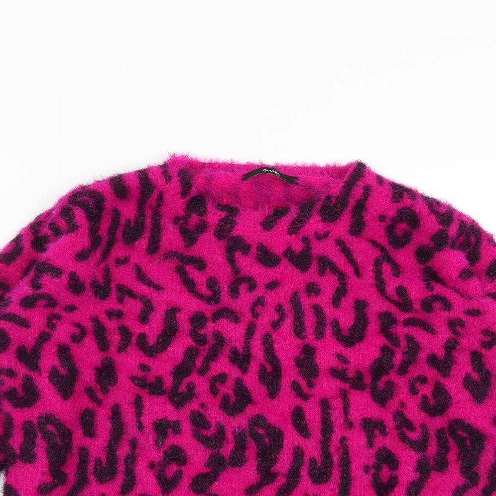 George Womens Pink Geometric  Pullover Jumper Size S