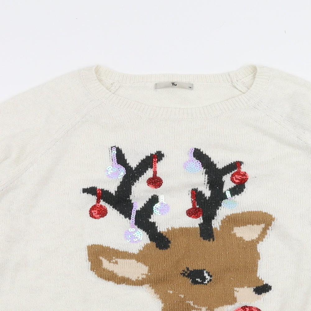 Sainsburys  Womens Ivory   Pullover Jumper Size 18  - christmas jumper