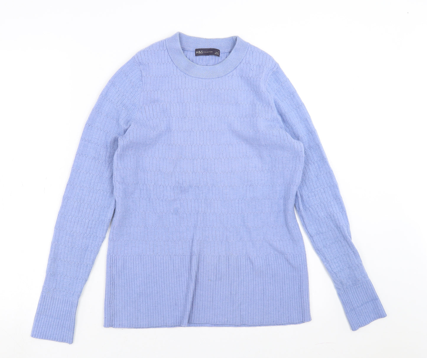 Marks and Spencer Womens Blue Geometric Knit Pullover Jumper Size 12