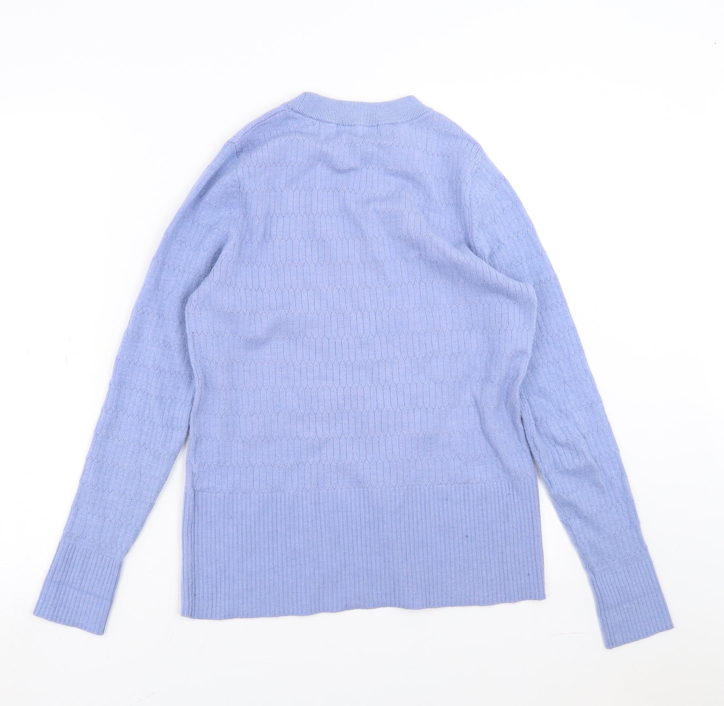 Marks and Spencer Womens Blue Geometric Knit Pullover Jumper Size 12