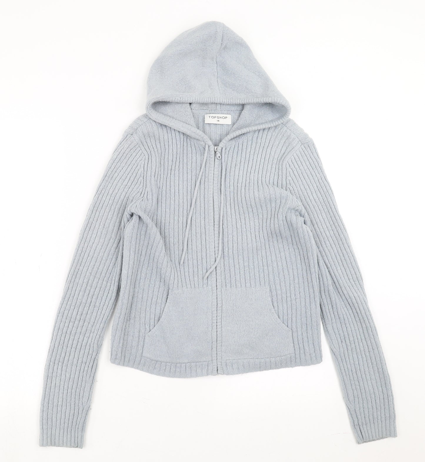 Topshop Womens Blue Striped  Full Zip Hoodie Size 14