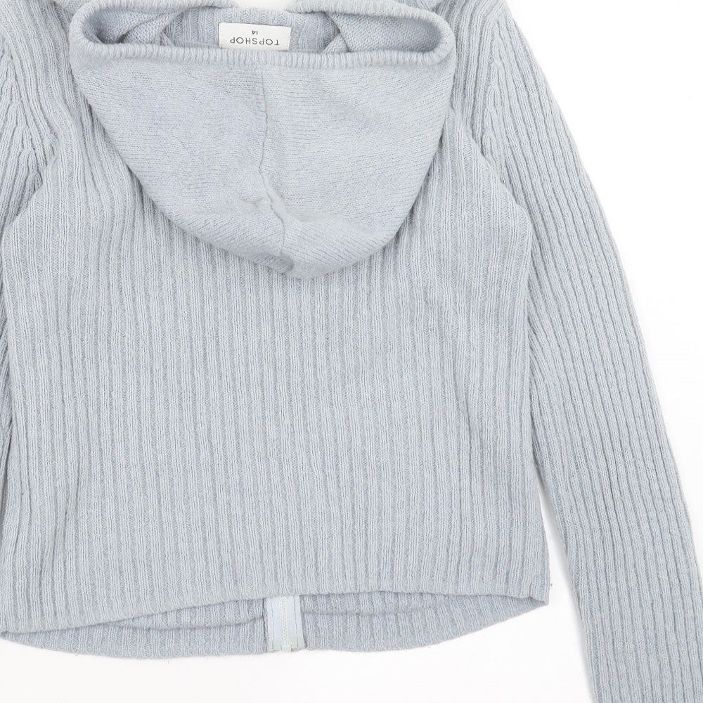 Topshop Womens Blue Striped  Full Zip Hoodie Size 14