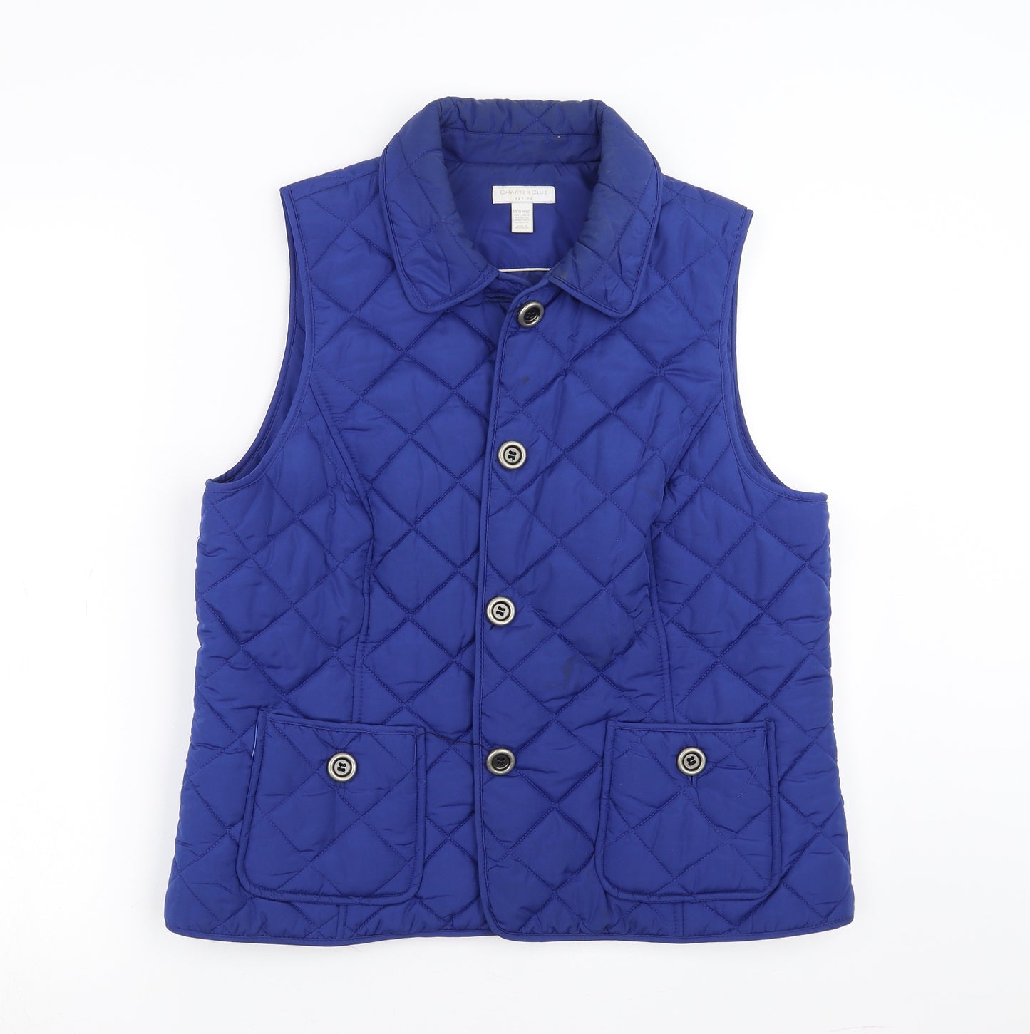 Charter Club Womens Blue Argyle/Diamond  Gilet Jacket Size M  - bodywarmer