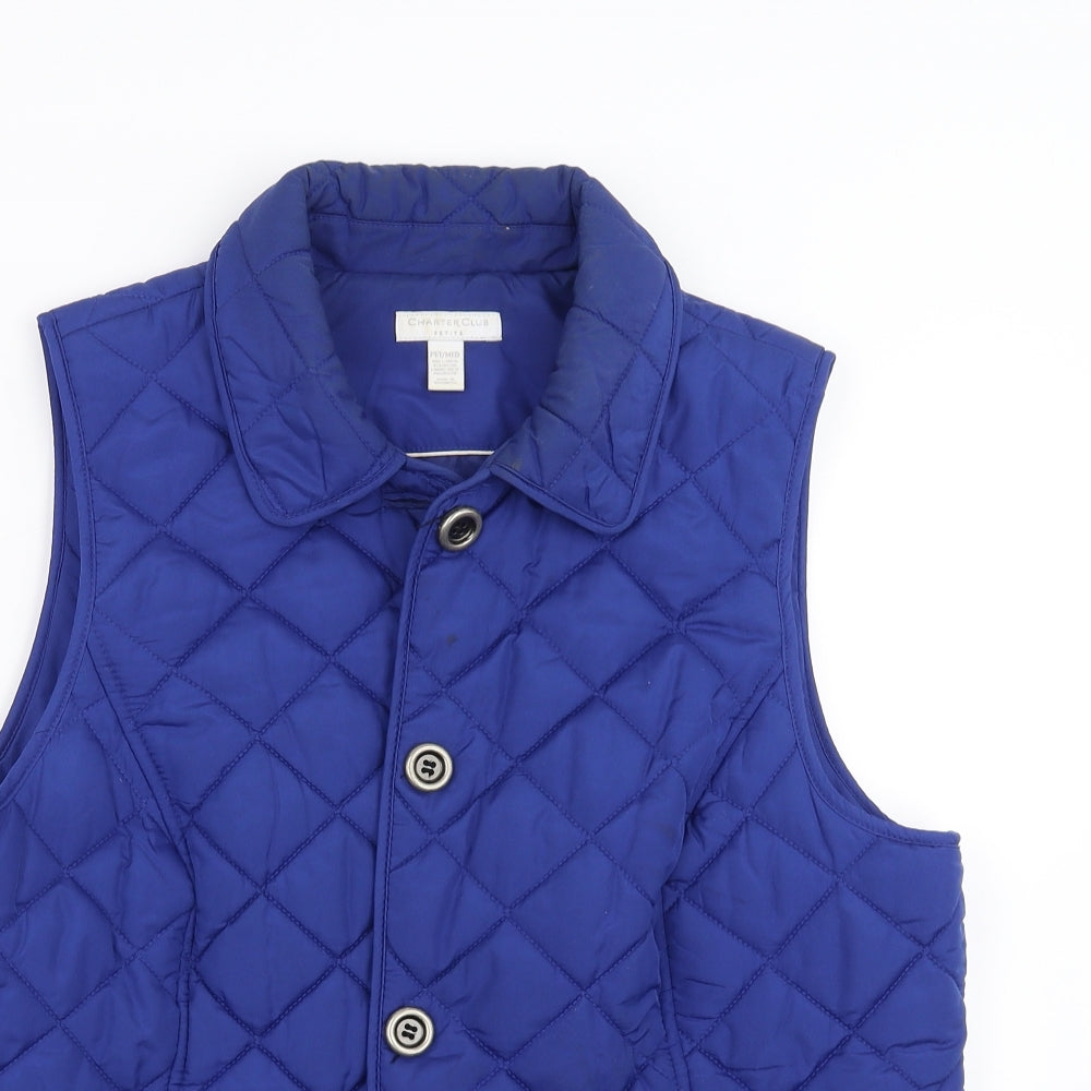 Charter Club Womens Blue Argyle/Diamond  Gilet Jacket Size M  - bodywarmer