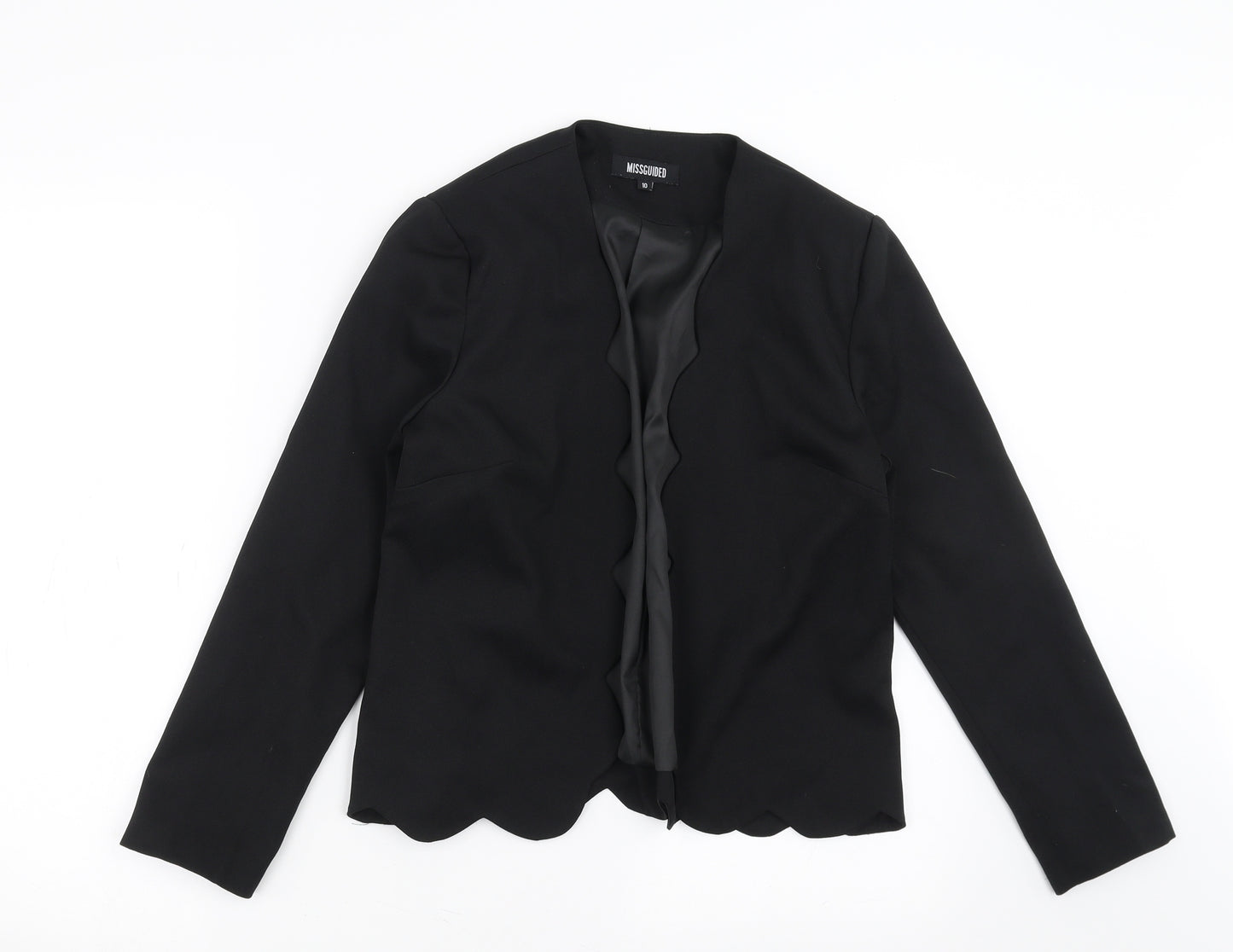 Missguided Womens Black   Jacket Suit Jacket Size 10  - Scalloped Edging