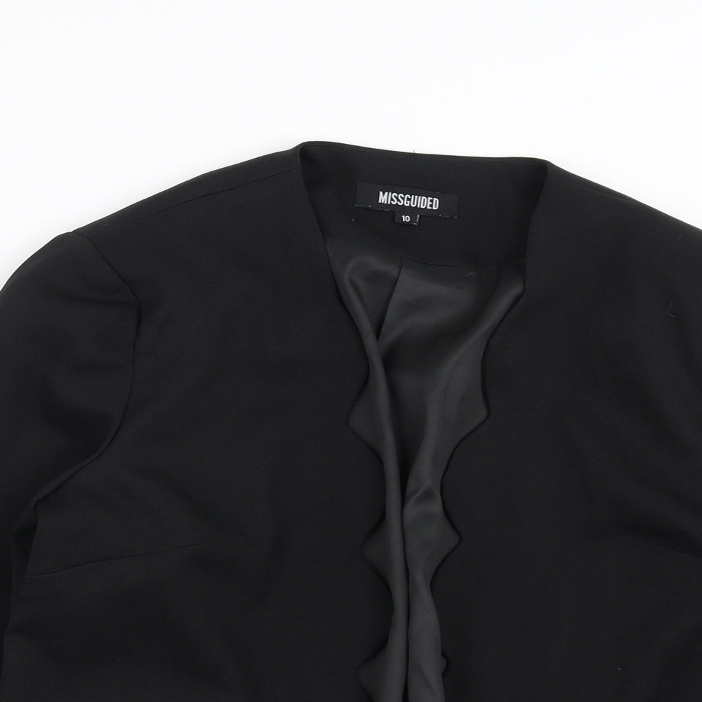 Missguided Womens Black   Jacket Suit Jacket Size 10  - Scalloped Edging