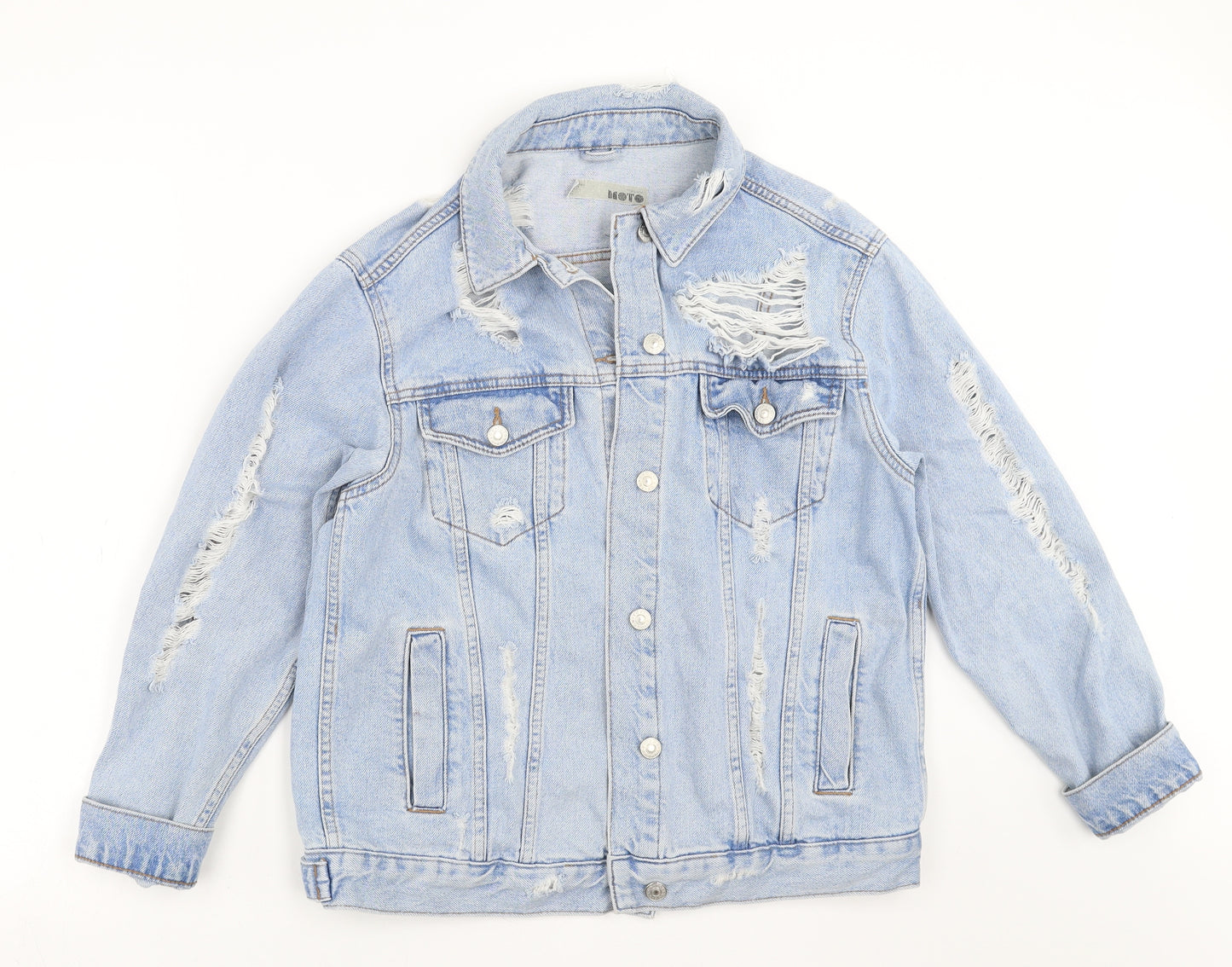 Topshop Womens Blue  Denim Jacket  Size 8  - distressed