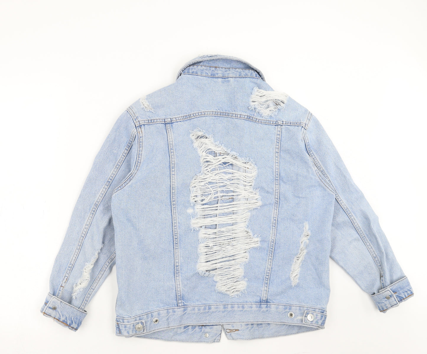 Topshop Womens Blue  Denim Jacket  Size 8  - distressed