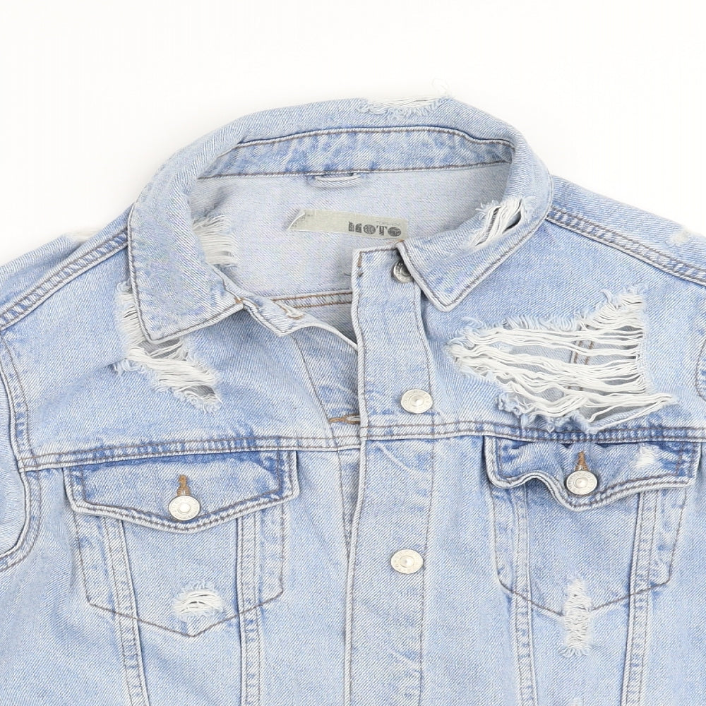 Topshop Womens Blue  Denim Jacket  Size 8  - distressed