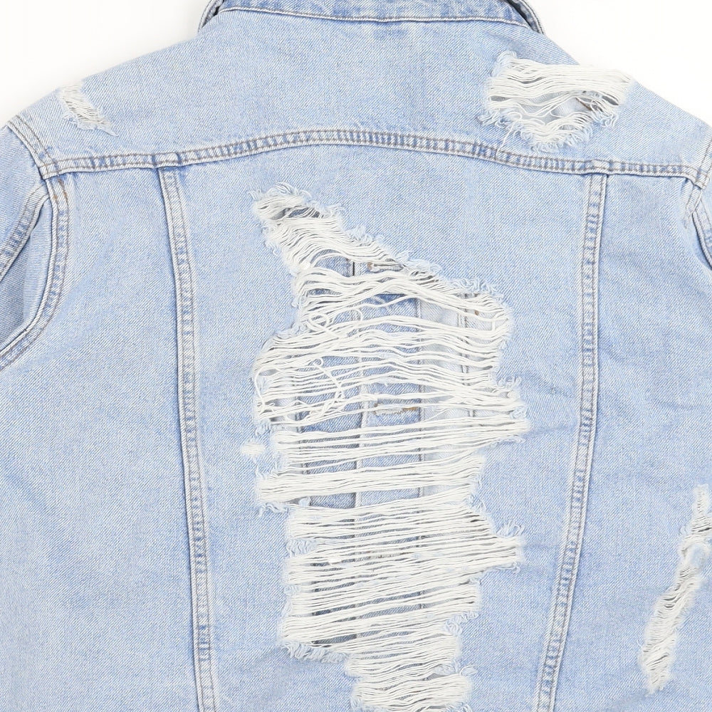 Topshop Womens Blue  Denim Jacket  Size 8  - distressed
