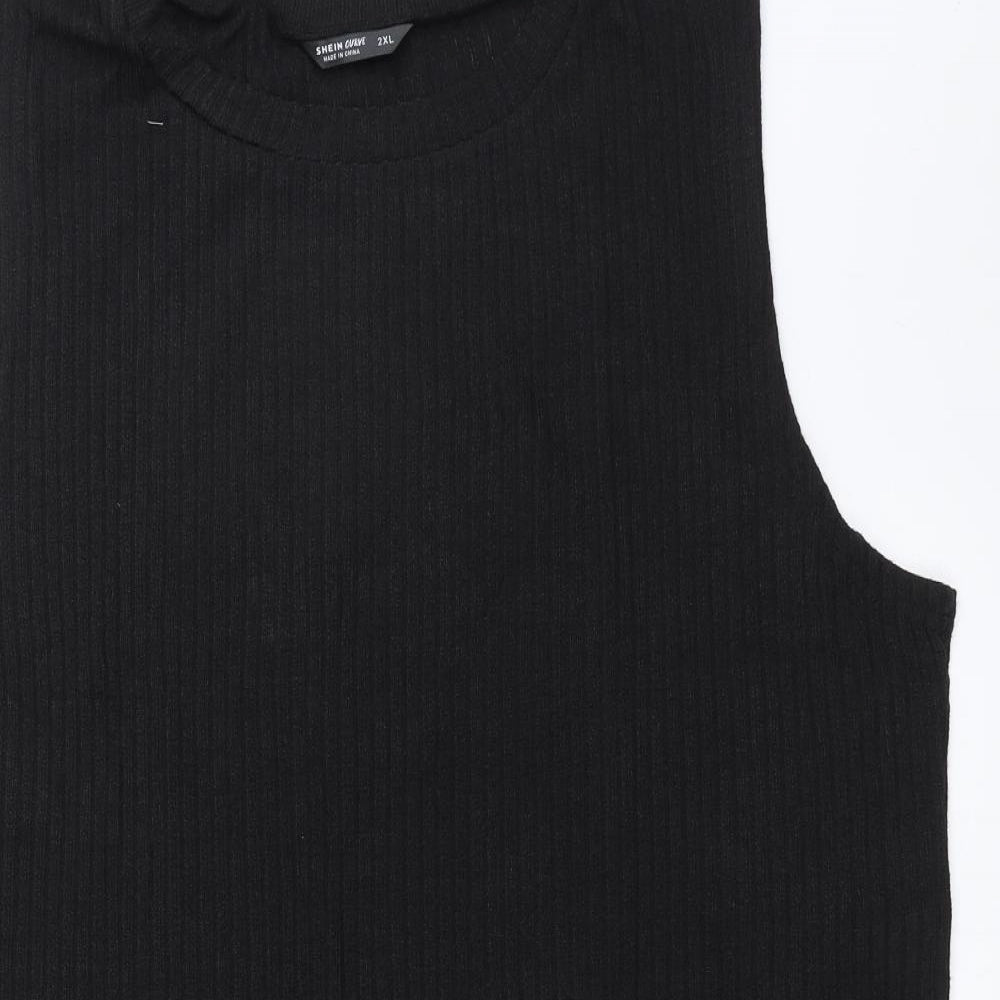 SheIn Womens Black Striped  Pullover Jumper Size 2XL
