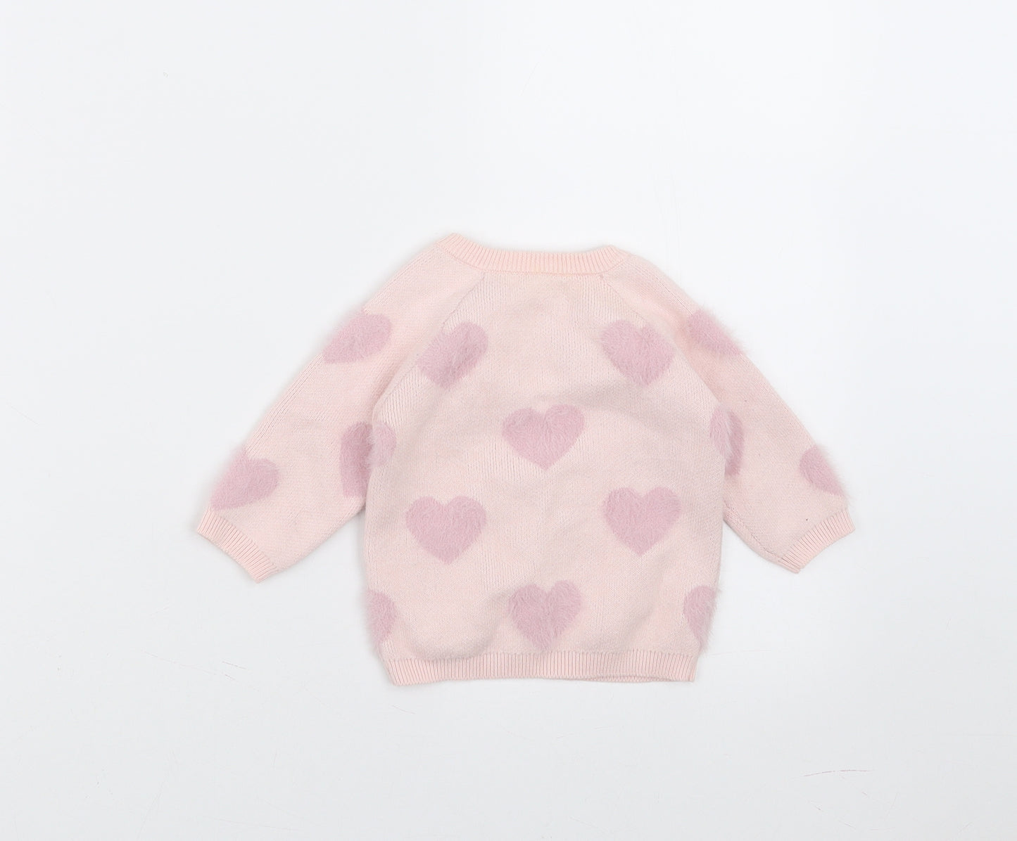 George Girls Pink   Pullover Jumper Size 0-3 Months  - heart pattern