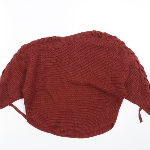 Preworn Womens Red   Pullover Jumper Size S  - Lace up Detail