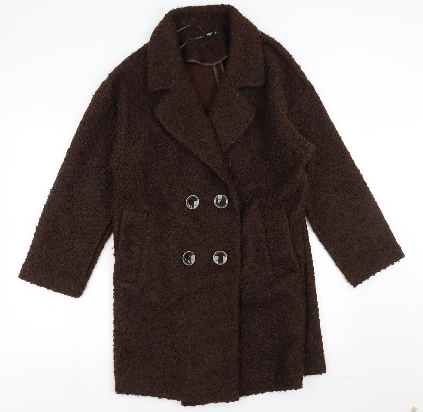 F&F Womens Brown   Overcoat Coat Size 12
