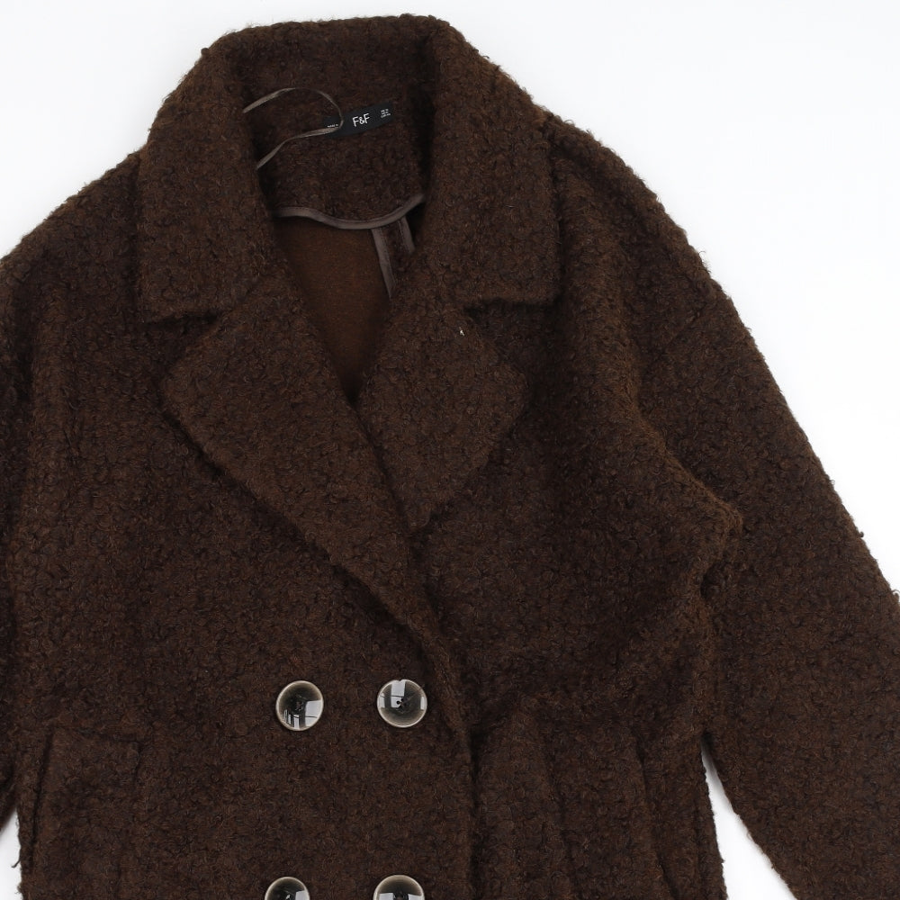 F&F Womens Brown   Overcoat Coat Size 12