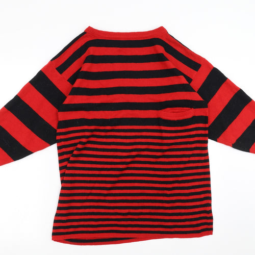 MICHAEL CARRIE Womens Red Striped  Pullover Jumper Size M