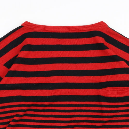 MICHAEL CARRIE Womens Red Striped  Pullover Jumper Size M