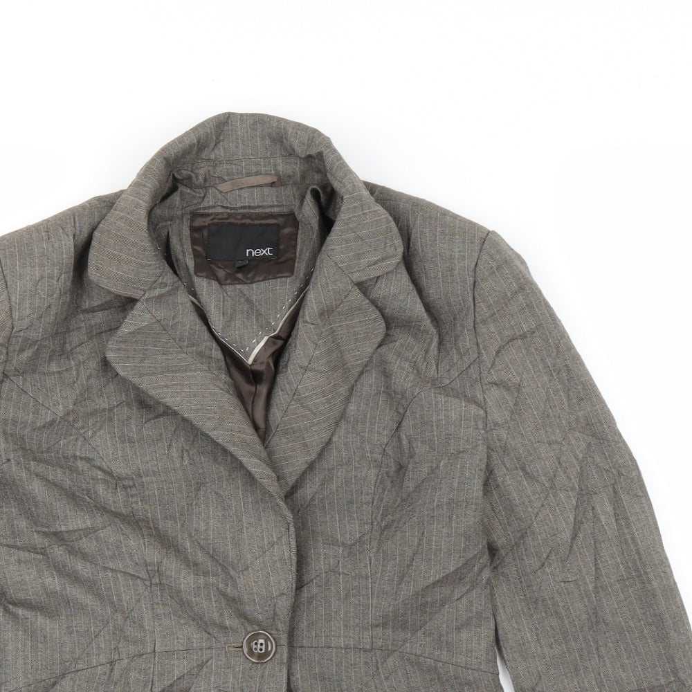NEXT Womens Brown Striped  Jacket Blazer Size 8
