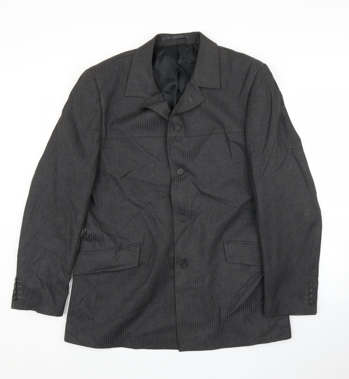 Topman Mens Grey Striped  Jacket Suit Jacket Size 42