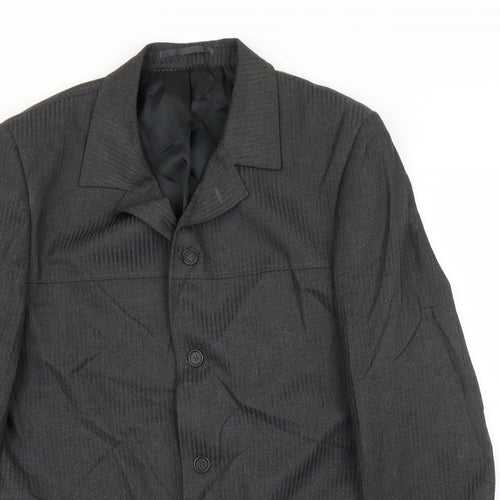 Topman Mens Grey Striped  Jacket Suit Jacket Size 42