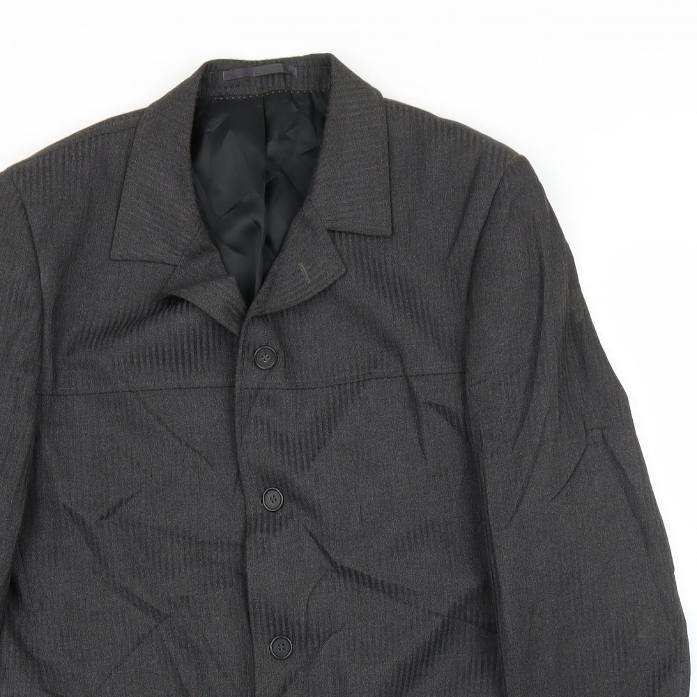 Topman Mens Grey Striped  Jacket Suit Jacket Size 42