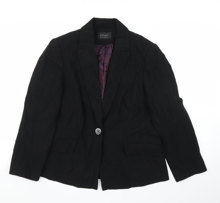 Principles Womens Black Striped Jacket Blazer Size 14