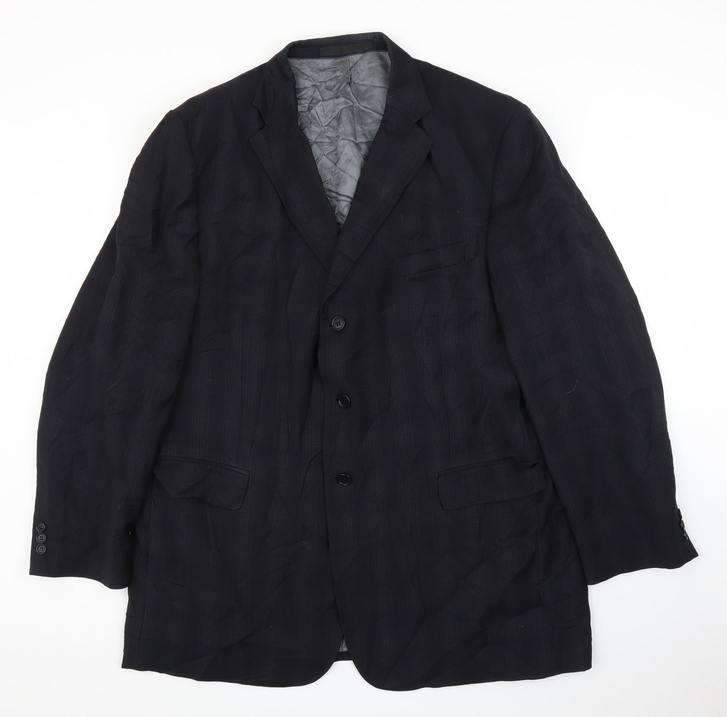 M&S Mens Black Check  Jacket Suit Jacket Size 46
