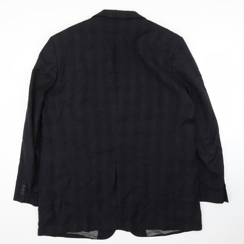 M&S Mens Black Check  Jacket Suit Jacket Size 46