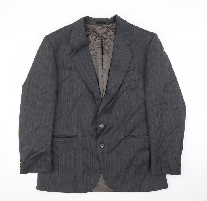 George Arthur Dunn Mens Grey Striped  Jacket Suit Jacket Size 38
