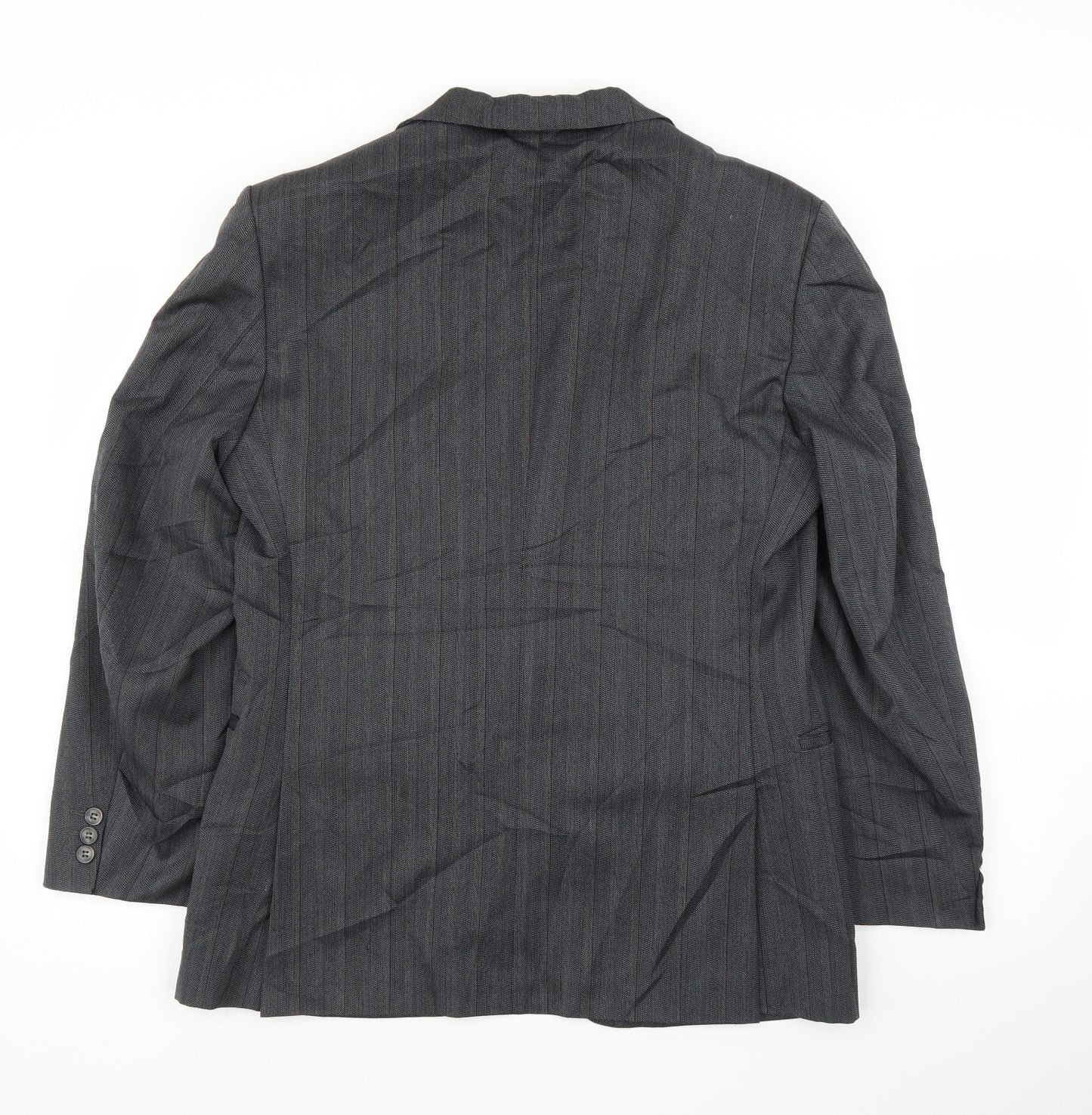 George Arthur Dunn Mens Grey Striped  Jacket Suit Jacket Size 38