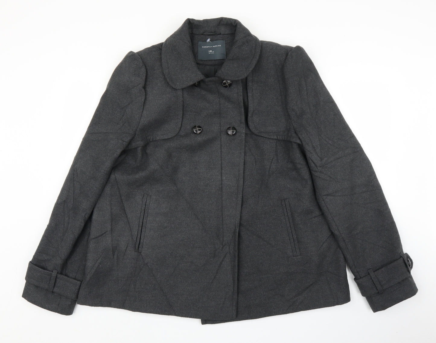 Dorothy Perkins Womens Grey   Pea Coat Jacket Size 18