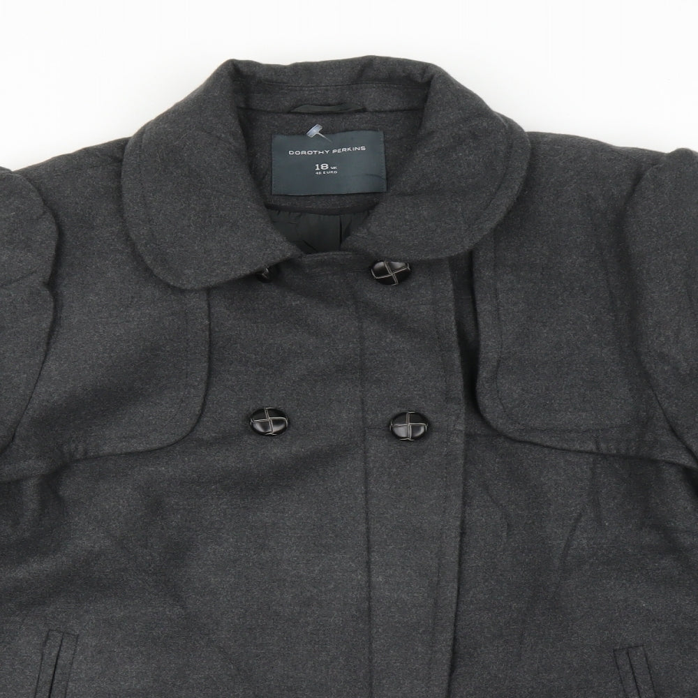 Dorothy Perkins Womens Grey   Pea Coat Jacket Size 18