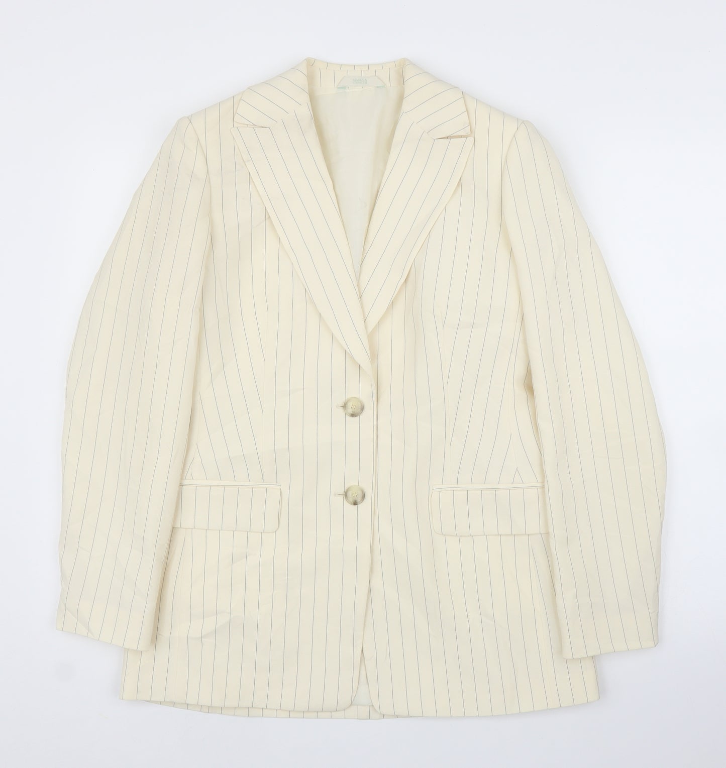 M&S Womens Ivory Striped  Jacket Blazer Size 10