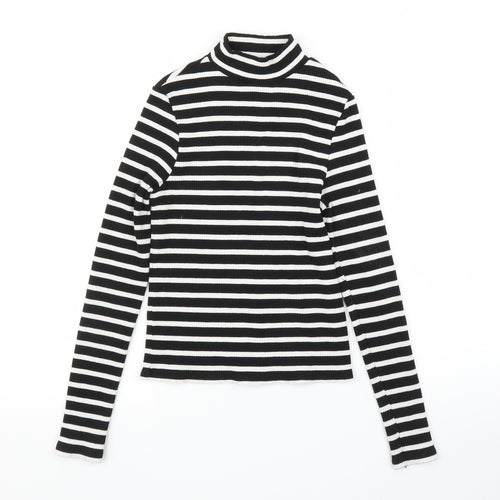 River Island Womens Black Striped  Basic T-Shirt Size 10