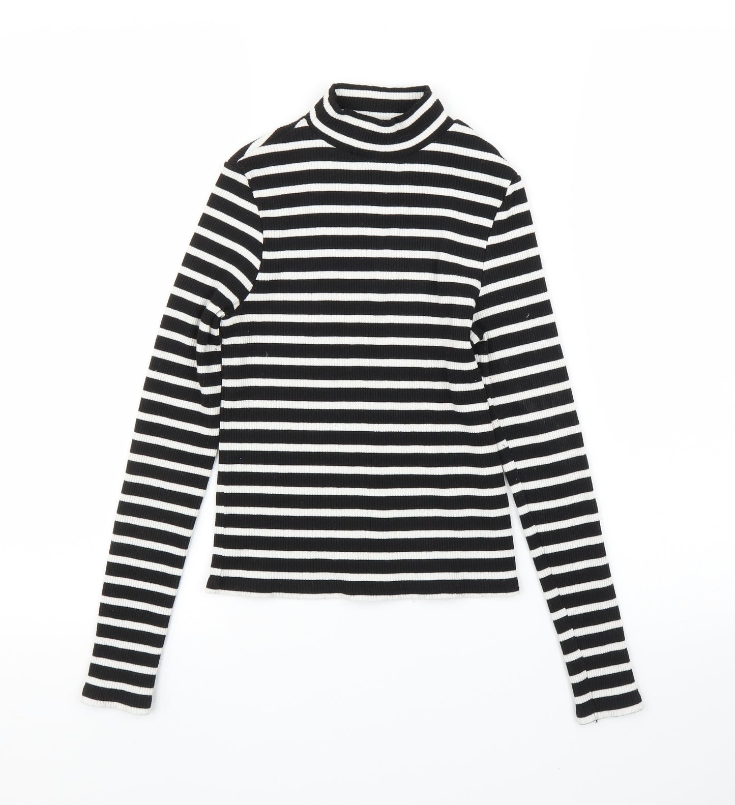 River Island Womens Black Striped  Basic T-Shirt Size 10