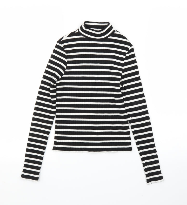 River Island Womens Black Striped  Basic T-Shirt Size 10