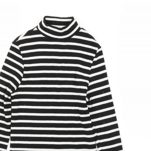 River Island Womens Black Striped  Basic T-Shirt Size 10