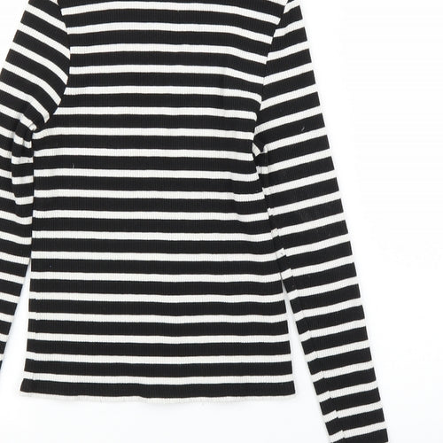 River Island Womens Black Striped  Basic T-Shirt Size 10