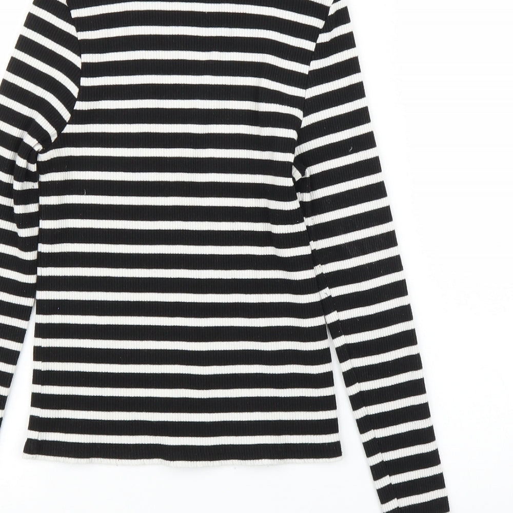 River Island Womens Black Striped  Basic T-Shirt Size 10