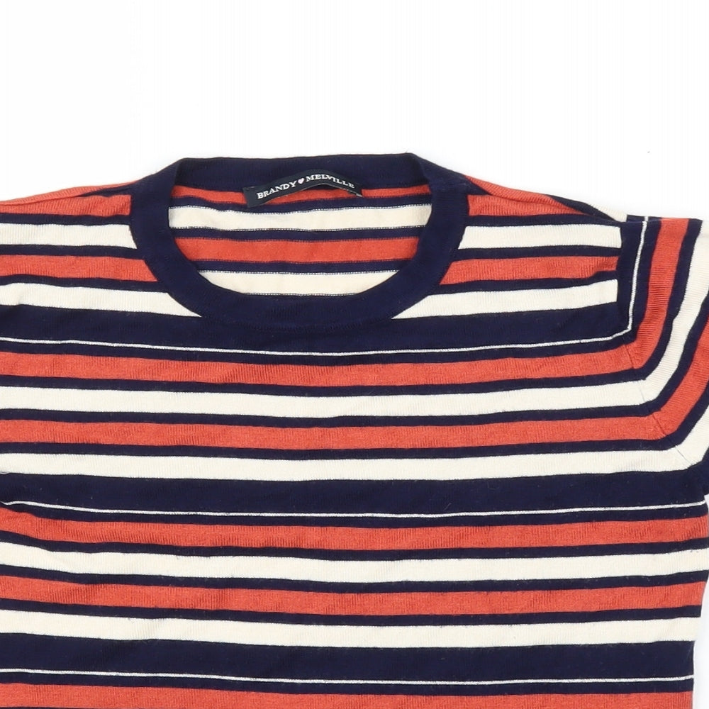 Brandy Melville Womens Blue Striped  Basic Blouse Size S